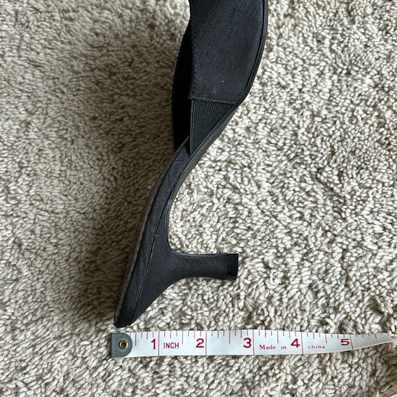 White Stag Y2K Kitten Heel Black Open Toe Slip On Shoes Size 8 - Picture 9 of 11